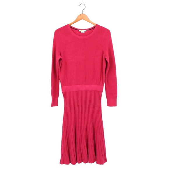 Boden Pleated Knitted Mini Long Sleeve Sweater Dress Sweet Rose Pink 8L 8 Tall - Picture 4 of 7